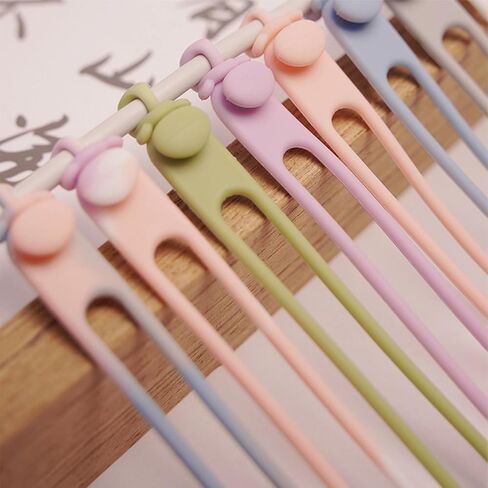 10 Pieces Silicone Ties For Charging Cables | Silicone Cable Ties - Bear Head Elastic Cord Straps Reusable Wire Management For Fastening Computer Workplace Car Daily Travel Kitchen Home Desktop Bedsid in Kuwait