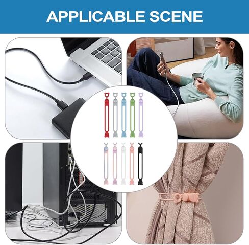 10 Pieces Silicone Ties For Charging Cables | Silicone Cable Ties - Bear Head Elastic Cord Straps Reusable Wire Management For Fastening Computer Workplace Car Daily Travel Kitchen Home Desktop Bedsid in Kuwait