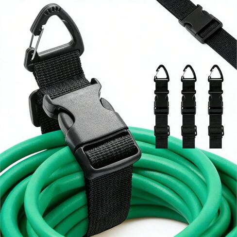 4 Pack 17 Inch Adjustable Storage Straps with Triangle Clips, Extension Cord Holder Organizer for Garage Storage, Heavy Duty Cord Hanger for Workshop Tools and Cables, Black in Kuwait