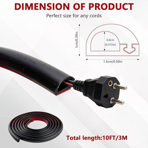 10 Ft Windshield Wire Hider for Car - Black PVC Side Opening Cable Cover to Hide Wires on Roof Rack, Light Bar, Dome Light & More - Universal Car Wire Hider in Kuwait