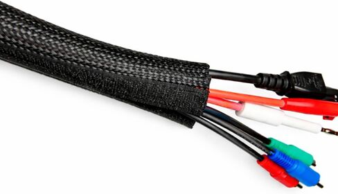 Kable Kontrol هوك وحلقة قفل مضفر الأكمام 2-1 / 2 "بوصة ID 100 قدم طويلة - التفاف النايلون حول الجانب دخول إغلاق كم تقسيم إدارة الأسلاك القابلة للتوسيع للمنزل، الاستخدام الصناعي - أسود in Kuwait