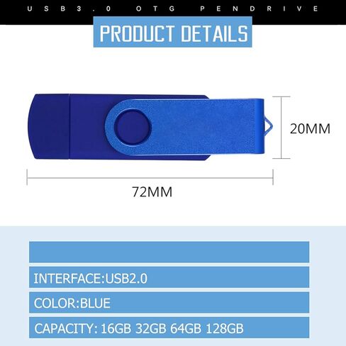 محرك فلاش USB 128 جيجا بايت، محرك أقراص USB 2.0 محمول، محرك قلم دوار معدني، سرعة عالية لتخزين البيانات in Kuwait