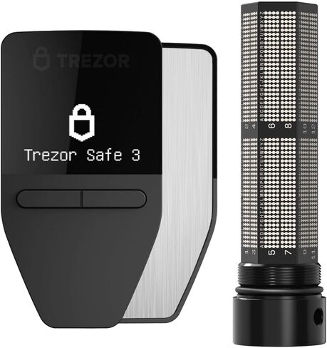 Trezor Safe 3 Hardware Wallet + Trezor Keep Metal Seed Phrase Backup Bundle – Secure Crypto Storage & Recovery Kit in Kuwait