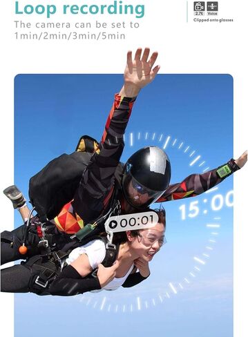 كاميرا Zopsc FPV مع نظارات، شاشة 0.96 بوصة 2.7K 30 إطارًا في الثانية HD 110 درجة زاوية واسعة FPV مع نظارات للمشي والسفر وركوب الدراجات، ودعم التحكم في تطبيق WiFi (أبيض) in Kuwait