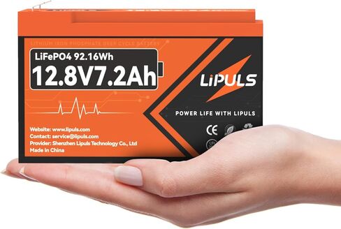 بطارية ليثيوم LiFePO4 بقدرة 12 فولت 7 أمبير (7.2 أمبير في الساعة)، بطارية ذات دورات عميقة تزيد عن 2000 أمبير، مع طاقة 7 أمبير BMS، طاقة 92.16 وات في الساعة، مثالية لأجهزة UPS الصغيرة، ومكتشف الأسماك، والنظام الشمسي الصغير، والتخييم، ونظام إنذار منزلي، ومح in Kuwait