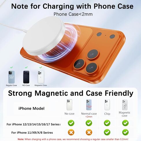 [معتمد من Apple MFi] شاحن لاسلكي مغناطيسي بقوة 25 وات لهاتف iPhone 17 16 شحن سريع، شاحن سريع 6FT Apple Mag-Safe شاحن لاسلكي لهاتف iPhone 17e/Air/17 Pro Max/16 Pro/15/14/13/12 in Kuwait
