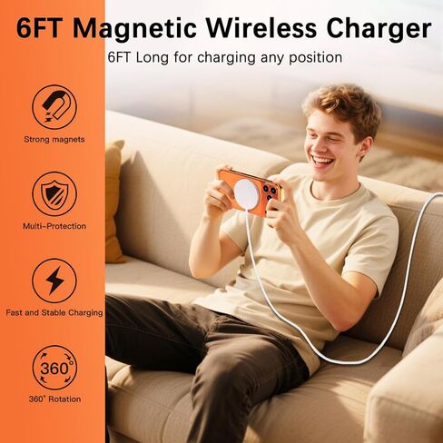 [معتمد من Apple MFi] شاحن لاسلكي مغناطيسي بقوة 25 وات لهاتف iPhone 17 16 شحن سريع، شاحن سريع 6FT Apple Mag-Safe شاحن لاسلكي لهاتف iPhone 17e/Air/17 Pro Max/16 Pro/15/14/13/12 in Kuwait