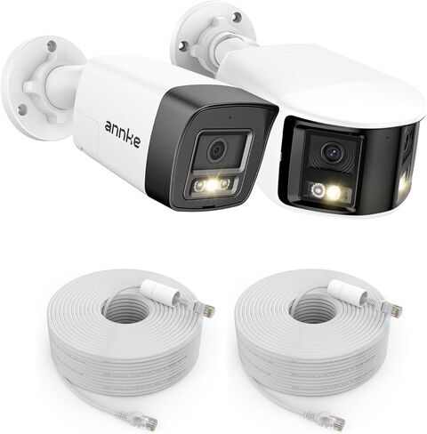 ANNKE 2pcs PoE Security Cameras, 1pcs with 4K 8MP Dual Lens, 1pcs with 3K Red and Blue Light Alarm, AI Motion Detection, Two-Way Audio, Surveillance Outdoor Bullet Cam in Kuwait