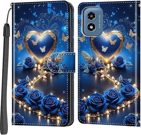 Case Wallet for Motorola Moto G Play 2024, [Kickstand] 3 Card Holder Stand [Shockproof TPU Interior Shell], PU Leather Magnetic Protective Flip Cover, Black Flower in Kuwait