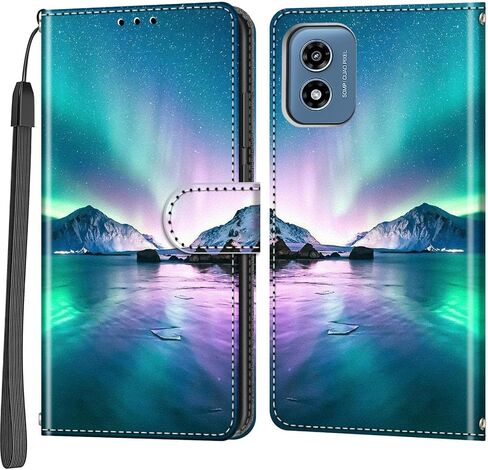 محفظة حافظة لهاتف Motorola Moto G Play 2024، [مسند] حامل 3 بطاقات [غلاف داخلي من مادة TPU مقاوم للصدمات]، غطاء قلاب واقٍ مغناطيسي من جلد البولي يوريثان، زهرة سوداء in Kuwait