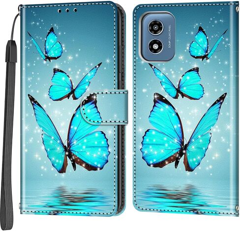 محفظة حافظة لهاتف Motorola Moto G Play 2024، [مسند] حامل 3 بطاقات [غلاف داخلي من مادة TPU مقاوم للصدمات]، غطاء قلاب واقٍ مغناطيسي من جلد البولي يوريثان، زهرة سوداء in Kuwait