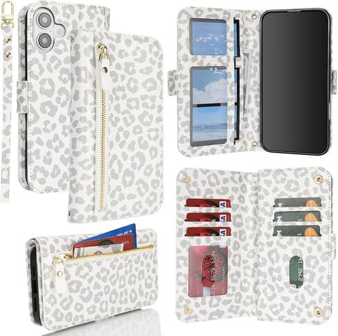 for iPhone 16 Plus Wallet Case with Card Holder,for iPhone 16 Plus Case Wallet for Women Men with Stand,PU Leather Magnetic Zipper Pocket Wrist Strap Flip Phone Case-Rose Gold in Kuwait
