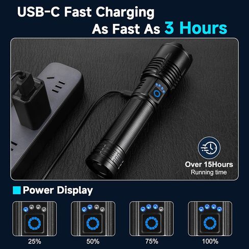 Flashlight Rechargeable 4 Pack, LED Flashlights High Lumens, 99,000 Lumen Super Bright FlashLights, 5 Modes Adjustable Powerful Handheld Flash Light for Home, Outdoor, Waterproof in Kuwait