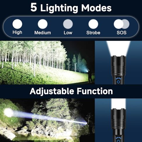 Flashlight Rechargeable 4 Pack, LED Flashlights High Lumens, 99,000 Lumen Super Bright FlashLights, 5 Modes Adjustable Powerful Handheld Flash Light for Home, Outdoor, Waterproof in Kuwait