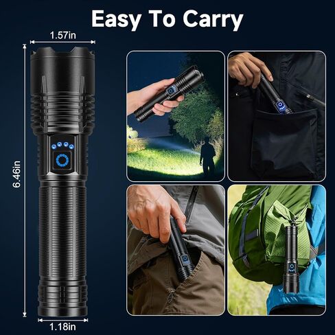 Flashlight Rechargeable 4 Pack, LED Flashlights High Lumens, 99,000 Lumen Super Bright FlashLights, 5 Modes Adjustable Powerful Handheld Flash Light for Home, Outdoor, Waterproof in Kuwait
