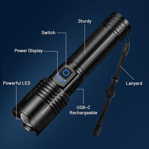 Flashlight Rechargeable 4 Pack, LED Flashlights High Lumens, 99,000 Lumen Super Bright FlashLights, 5 Modes Adjustable Powerful Handheld Flash Light for Home, Outdoor, Waterproof in Kuwait