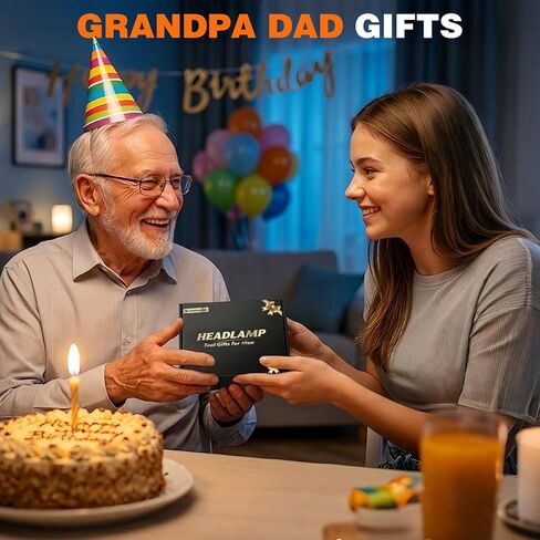 هدايا Wanocean Grandpa Dad لعيد الأب من الابنة، مصباح أمامي LED قابل لإعادة الشحن عبوتين - مصباح أمامي فائق السطوع للتخييم والصيد والمشي لمسافات طويلة والجري in Kuwait