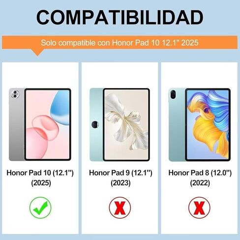 حافظة لوحة المفاتيح لجهاز Honor Pad 10 مقاس 12.1 بوصة إصدار 2025، إضاءة خلفية 7 ألوان قابلة للفصل، لوحة مفاتيح بلوتوث لاسلكية ذكية، غطاء فوليو رفيع للغاية مع ماوس in Kuwait