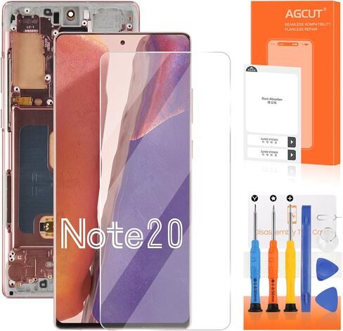 استبدال شاشة OLED لهاتف Samsung Galaxy Note 20 4G 5G لشاشة Samsung Note 20 LCD N980 N981U N981W LCD محول رقمي لشاشة تعمل باللمس أجزاء إصلاح تجميع الشاشة باللون الذهبي مع إطار in Kuwait