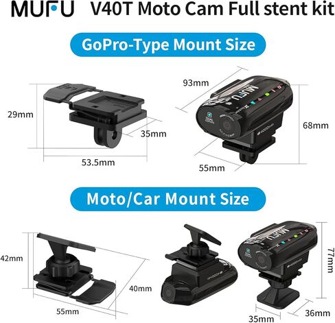 مجموعة تثبيت MUFU لكاميرا الخوذة الأمامية والخلفية V40T بنمط أعلى الرأس، متوافقة مع حامل ثلاثي القوائم وعصا سيلفي لكاميرا الحركة، وتركيب للزجاج الأمامي للسيارة ولوحة القيادة in Kuwait