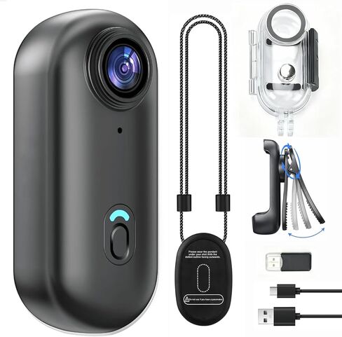 كاميرا JETO 1080P Mini Body، كاميرا يمكن ارتداؤها مع مشبك خلفي دوار وحبل مغناطيسي، زاوية واسعة 150 درجة، حافظة مقاومة للماء، كاميرا عمل محمولة للسفر in Kuwait