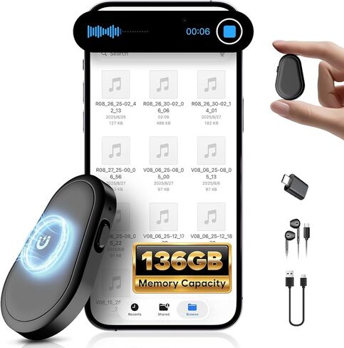 136GB Magnetic Voice Recorder - (9800Hours) Zutiifeu Voice Activated Recorder with DSP5.0 Noise Cancellation HD Audio Recorder for Classes, Meeting, Lecture, Daily Use Recording Device in Kuwait