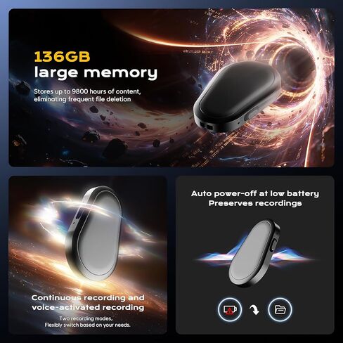 136GB Magnetic Voice Recorder - (9800Hours) Zutiifeu Voice Activated Recorder with DSP5.0 Noise Cancellation HD Audio Recorder for Classes, Meeting, Lecture, Daily Use Recording Device in Kuwait