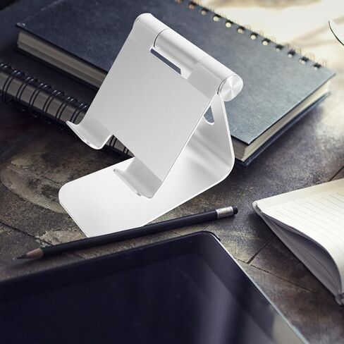 حامل شحن للكمبيوتر اللوحي المكتبي من Vaguelly متعدد الزوايا من الألومنيوم مع قاعدة شفط لاصقة للهواتف الذكية وقارئات الأجهزة الإلكترونية والأجهزة اللوحية بلمسة نهائية فضية in Kuwait
