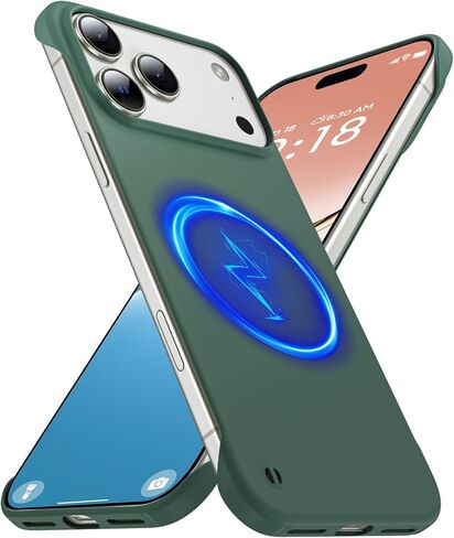 جراب GRECAZO مغناطيسي نحيف مناسب لهاتف iPhone 17 Pro Max مقاس 6.9 بوصة (2025) رفيع للغاية وخفيف الوزن ومتين بدون إطار غير لامع لهاتف MagSafe مع حلقة سحب مقاومة للصدمات وحبل غير قابل للانزلاق - أسود in Kuwait