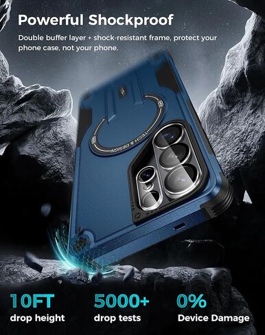 Goton 4-in-1 for Samsung Galaxy S26 Ultra Case with Belt Clip Holster, Glass Screen Protector & Camera Lens Protector, Compatible with MagSafe, Invisible Kickstand, Heavy Duty Shockproof Phone Cover in Kuwait