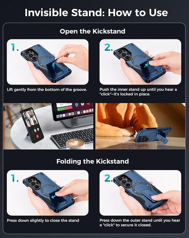 Goton 4-in-1 for Samsung Galaxy S26 Ultra Case with Belt Clip Holster, Glass Screen Protector & Camera Lens Protector, Compatible with MagSafe, Invisible Kickstand, Heavy Duty Shockproof Phone Cover in Kuwait