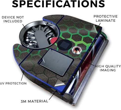 Glossy Glitter Skin Compatible with Dyson 360 Vis Nav - Green Hex - Premium 3M Vinyl Protective Wrap Decal Cover - Easy to Apply | Crafted in The USA by MightySkins in Kuwait