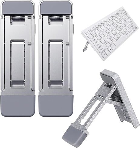2 Pcs Keyboard Riser, Foldable Keyboard Stand for Desk Laptop Kickstand with 3 Adjustable Angles & Anti-Slip Pads, Zinc Alloy Keyboards Feet Replacement for Laptops & Keyboards (Silver) in Kuwait