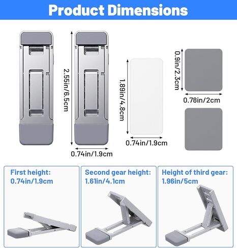 2 Pcs Keyboard Riser, Foldable Keyboard Stand for Desk Laptop Kickstand with 3 Adjustable Angles & Anti-Slip Pads, Zinc Alloy Keyboards Feet Replacement for Laptops & Keyboards (Silver) in Kuwait