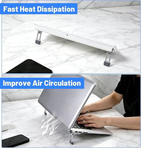 2 Pcs Keyboard Riser, Foldable Keyboard Stand for Desk Laptop Kickstand with 3 Adjustable Angles & Anti-Slip Pads, Zinc Alloy Keyboards Feet Replacement for Laptops & Keyboards (Silver) in Kuwait
