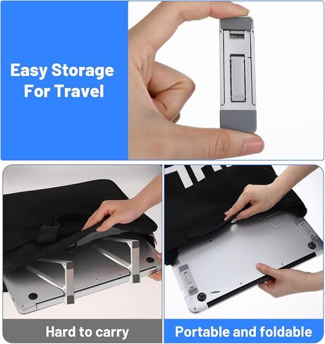 2 Pcs Keyboard Riser, Foldable Keyboard Stand for Desk Laptop Kickstand with 3 Adjustable Angles & Anti-Slip Pads, Zinc Alloy Keyboards Feet Replacement for Laptops & Keyboards (Silver) in Kuwait