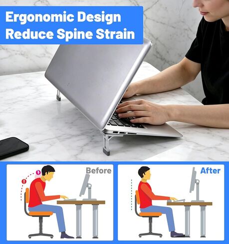 2 Pcs Keyboard Riser, Foldable Keyboard Stand for Desk Laptop Kickstand with 3 Adjustable Angles & Anti-Slip Pads, Zinc Alloy Keyboards Feet Replacement for Laptops & Keyboards (Silver) in Kuwait