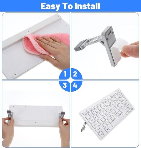 2 Pcs Keyboard Riser, Foldable Keyboard Stand for Desk Laptop Kickstand with 3 Adjustable Angles & Anti-Slip Pads, Zinc Alloy Keyboards Feet Replacement for Laptops & Keyboards (Silver) in Kuwait