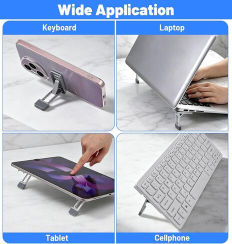 2 Pcs Keyboard Riser, Foldable Keyboard Stand for Desk Laptop Kickstand with 3 Adjustable Angles & Anti-Slip Pads, Zinc Alloy Keyboards Feet Replacement for Laptops & Keyboards (Silver) in Kuwait
