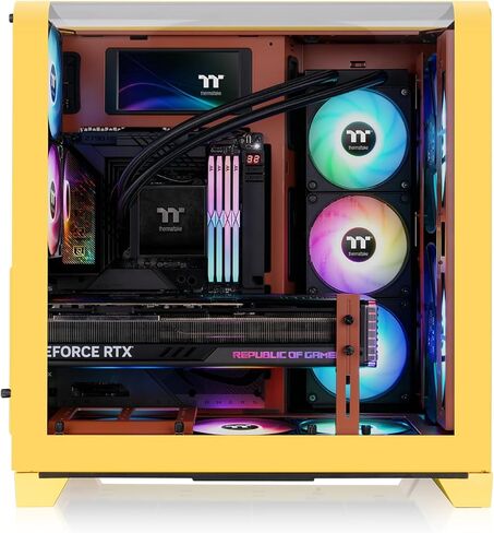 Thermaltake View 390 Air; Mid Tower; 2x120mm CT Fans Included; 360mm Radiator Support; 420mm GPU Clearance; Hidden Connector Support; Rotatable PCIe Slots; Butter Caramel; CA-11F-00MMWN-00 in Kuwait