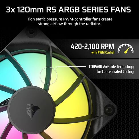 حزمة CORSAIR Frame 4500X RS-R ARGB - تتضمن 3X مراوح RS120R ARGB، 1x RS120 ARGB Fan، 1x Nautilus RS 360 ARGB CPU Cooler - أسود in Kuwait