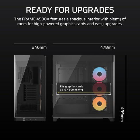 حزمة CORSAIR Frame 4500X RS-R ARGB - تتضمن 3X مراوح RS120R ARGB، 1x RS120 ARGB Fan، 1x Nautilus RS 360 ARGB CPU Cooler - أسود in Kuwait