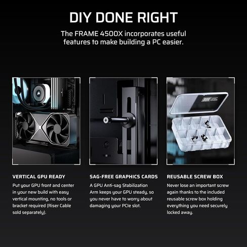 حزمة CORSAIR Frame 4500X RS-R ARGB - تتضمن 3X مراوح RS120R ARGB، 1x RS120 ARGB Fan، 1x Nautilus RS 360 ARGB CPU Cooler - أسود in Kuwait
