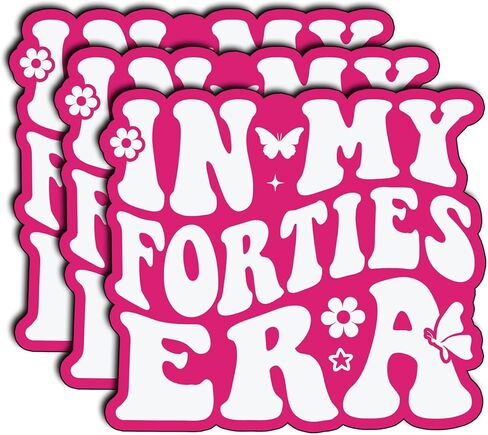 (3Pcs) in My Forties Era Sticker – Waterproof Vinyl Retro Aesthetic Decal for Laptop, Journal, Water Bottle, Mirror – Motivational Gifts for Women Embracing Life in Their 40s, Birthday Bday 3"x2.6" in Kuwait