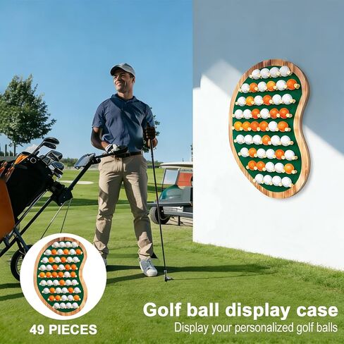 40 Golf Ball Collection Display Rack Cabinet Holder Case Wall Mount - Golf Gifts for The Golf Enthusiast - Golf Display Box Unique Putting Green Shape in Saudi Arabia