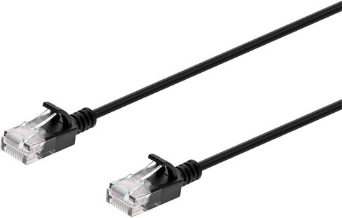 كابل تصحيح Monoprice Cat6 Ethernet - سترة UTP 30AWG رفيعة للغاية من النحاس المصبوب PVC بطول 14 قدم أسود in Kuwait