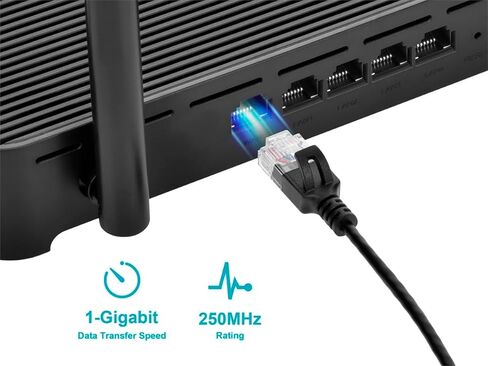كابل تصحيح Monoprice Cat6 Ethernet - سترة UTP 30AWG رفيعة للغاية من النحاس المصبوب PVC بطول 14 قدم أسود in Kuwait