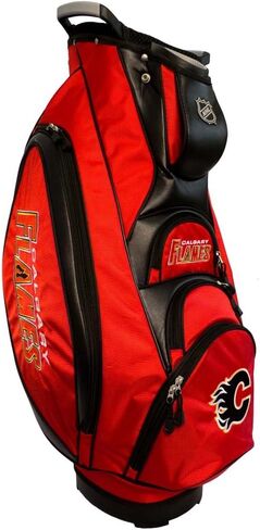 حقيبة عربة جولف NHL Calgary Flames Victory من Team Golf، قمة بـ 10 اتجاهات مع مقبض مزدوج مدمج وبئر مضرب خارجي، وجيب تبريد، وحزام مبطن، وحامل مظلة وغطاء مطر قابل للإزالة in Kuwait