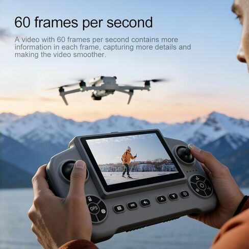 طائرة بدون طيار مع طائرات بدون طيار بكاميرا 8K للبالغين، شاشة LCD عالية الوضوح مقاس 4.5 بوصة وشاشة عرض كبيرة للتحكم عن بعد، 3 بطاريات، 5G HD بدون فرش GPS بدون طيار إرجاع تلقائي، تجنب العوائق (رمادي) in Kuwait