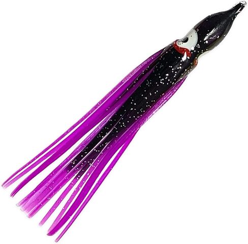 4.75", Hoochie Squid Skirts, 40 Pcs Purple/Black Color, for Saltwater & Freshwater Trolling, Includes Soft Plastic Bodies, Ideal for Salmon, Tuna, Mahi & Offshore Game Fishing in Kuwait